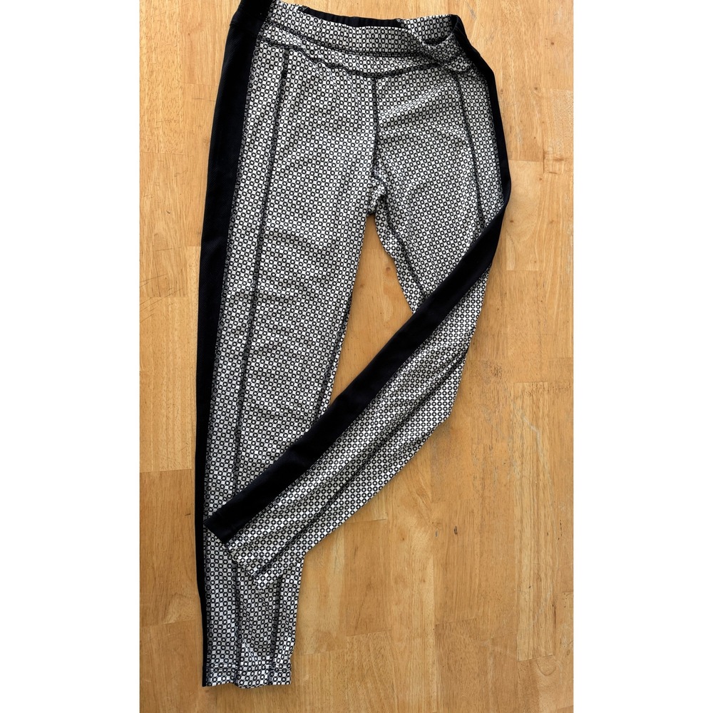 Lands End Womens Geometric Print Athleisure Leggings Pants Size XS Black White